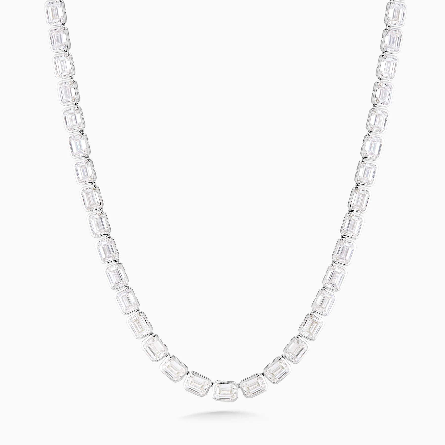 58.72 Carats Lab Grown Diamond Emerald Cut Bezel Necklace