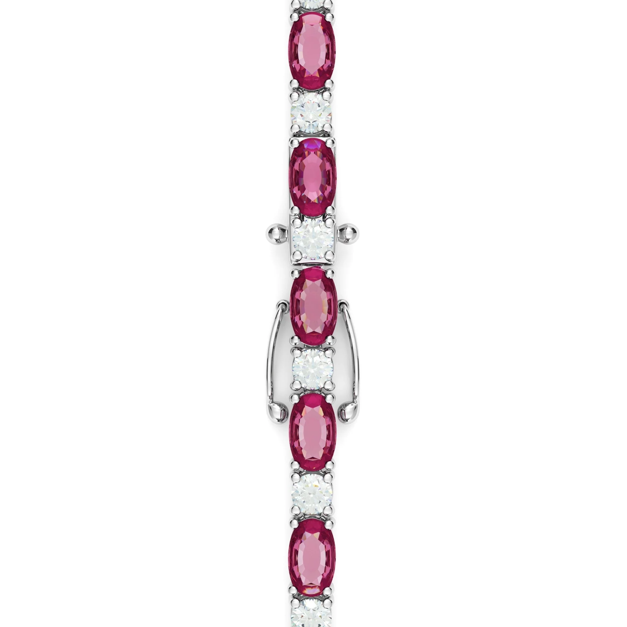 6.00 Carat Ruby and 1.50 Carat Diamond Alternating Bracelet set in 18K White Gold - Image 3