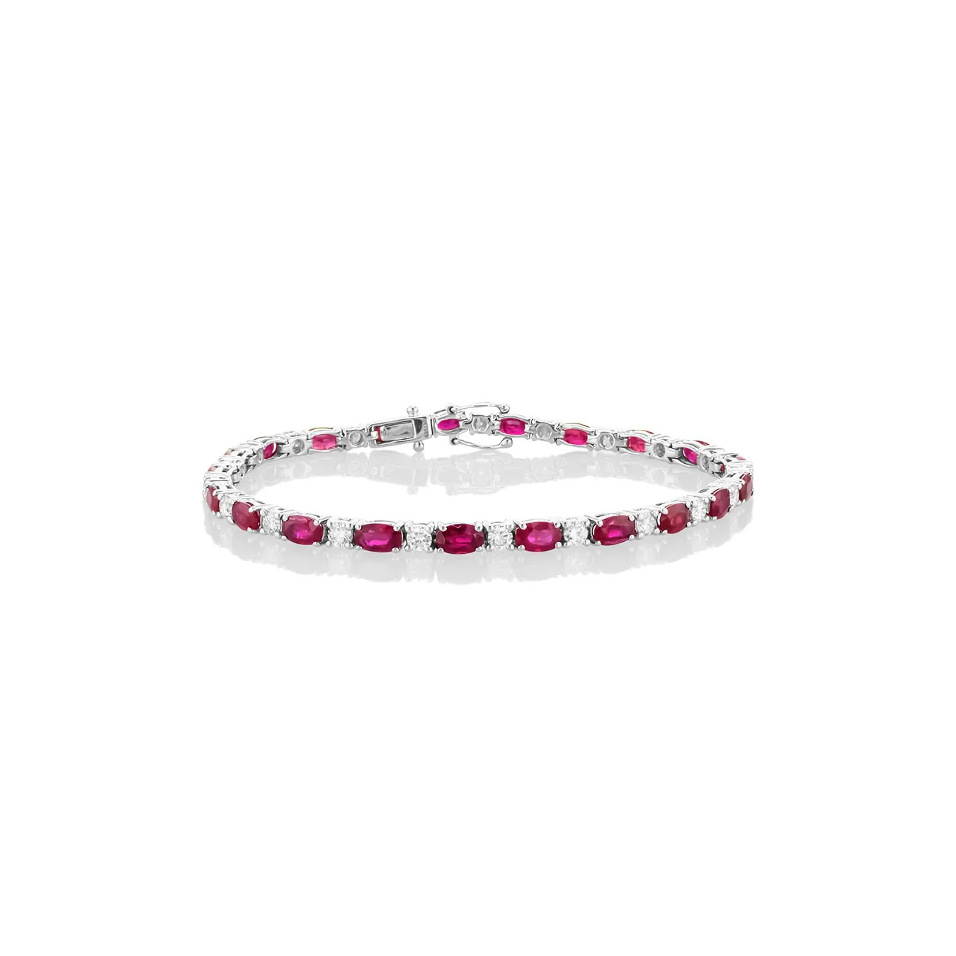 6.00 Carat Ruby and 1.50 Carat Diamond Alternating Bracelet set in 18K White Gold - Image 4