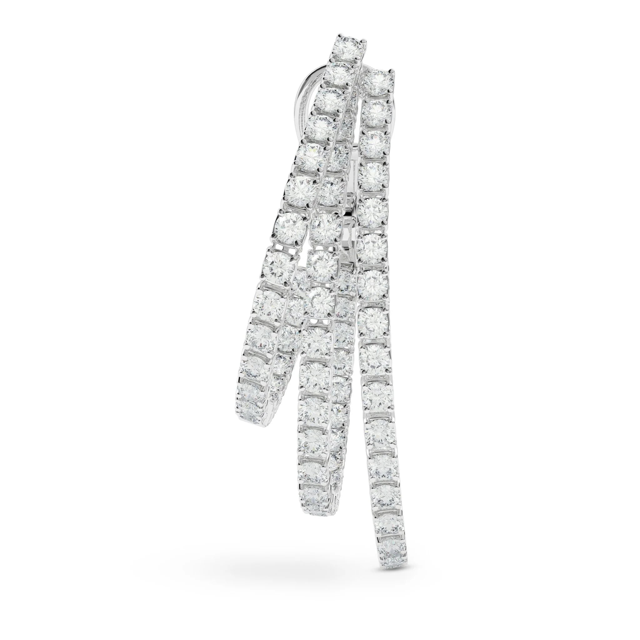 6.00 Carats Three-Row Natural Diamond Hoop Earrings - Image 3