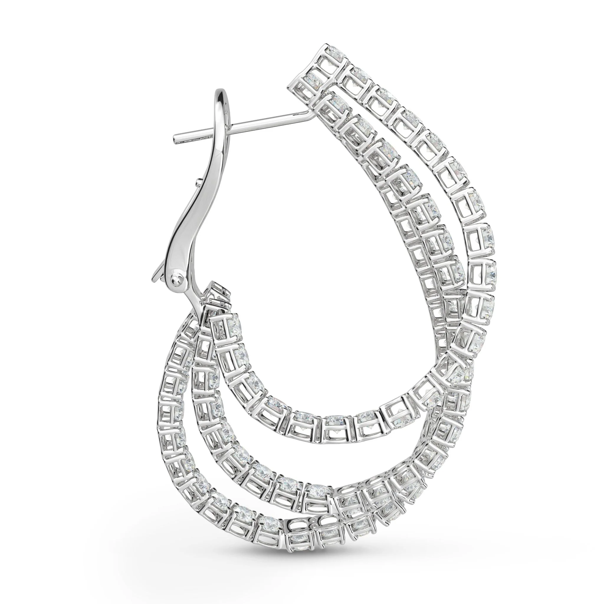 6.00 Carats Three-Row Natural Diamond Hoop Earrings - Image 4