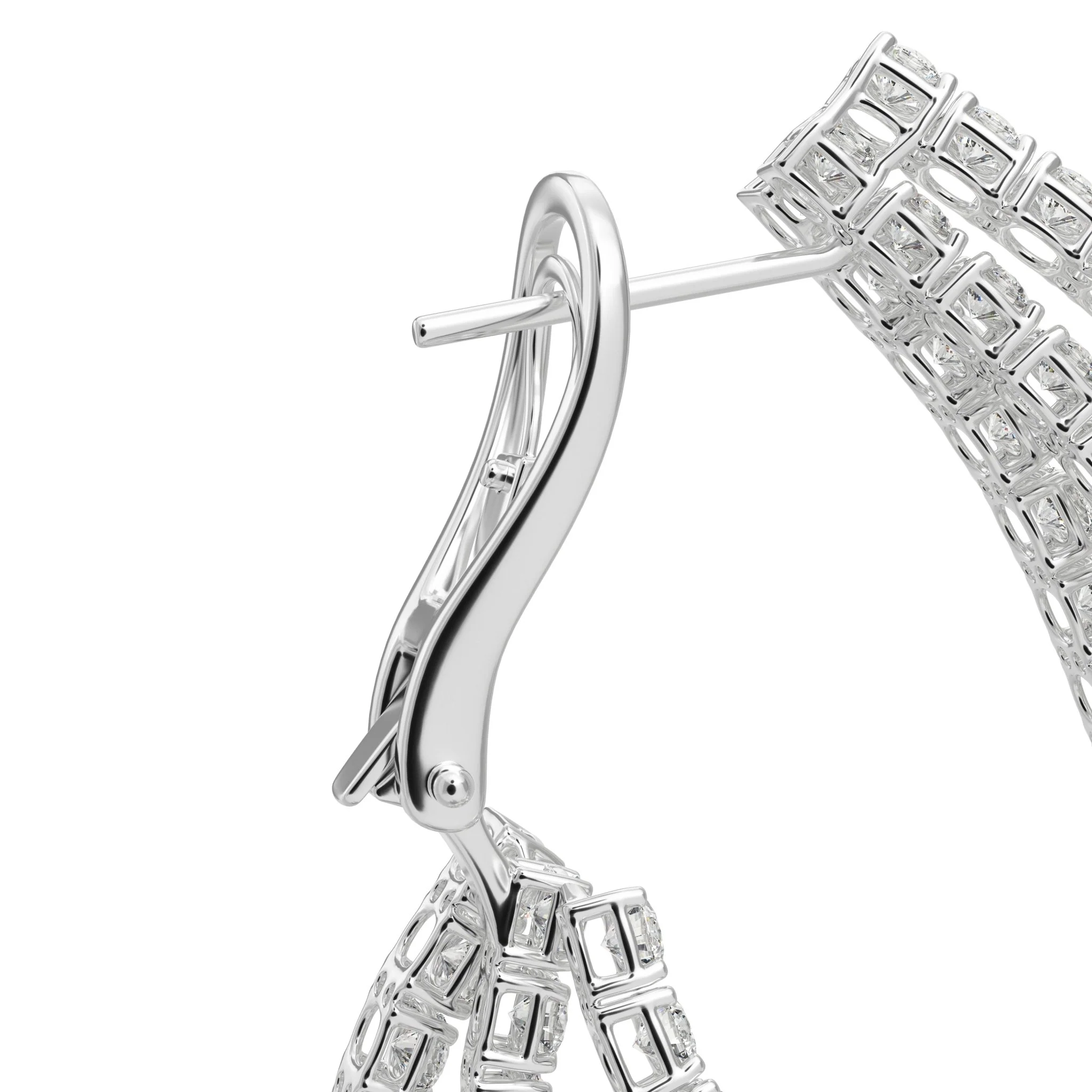 6.00 Carats Three-Row Natural Diamond Hoop Earrings - Image 5