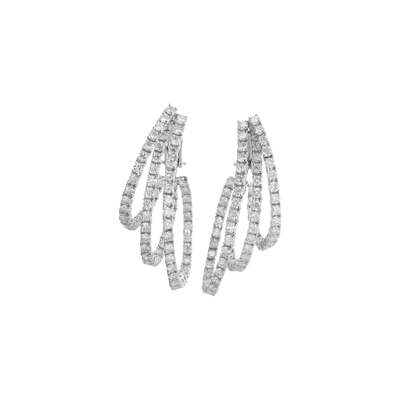 6.00 Carats Three-Row Natural Diamond Hoop Earrings - Image 6
