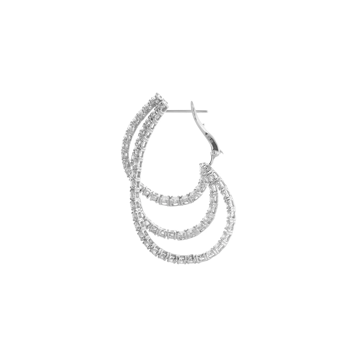6.00 Carats Three-Row Natural Diamond Hoop Earrings - Image 7