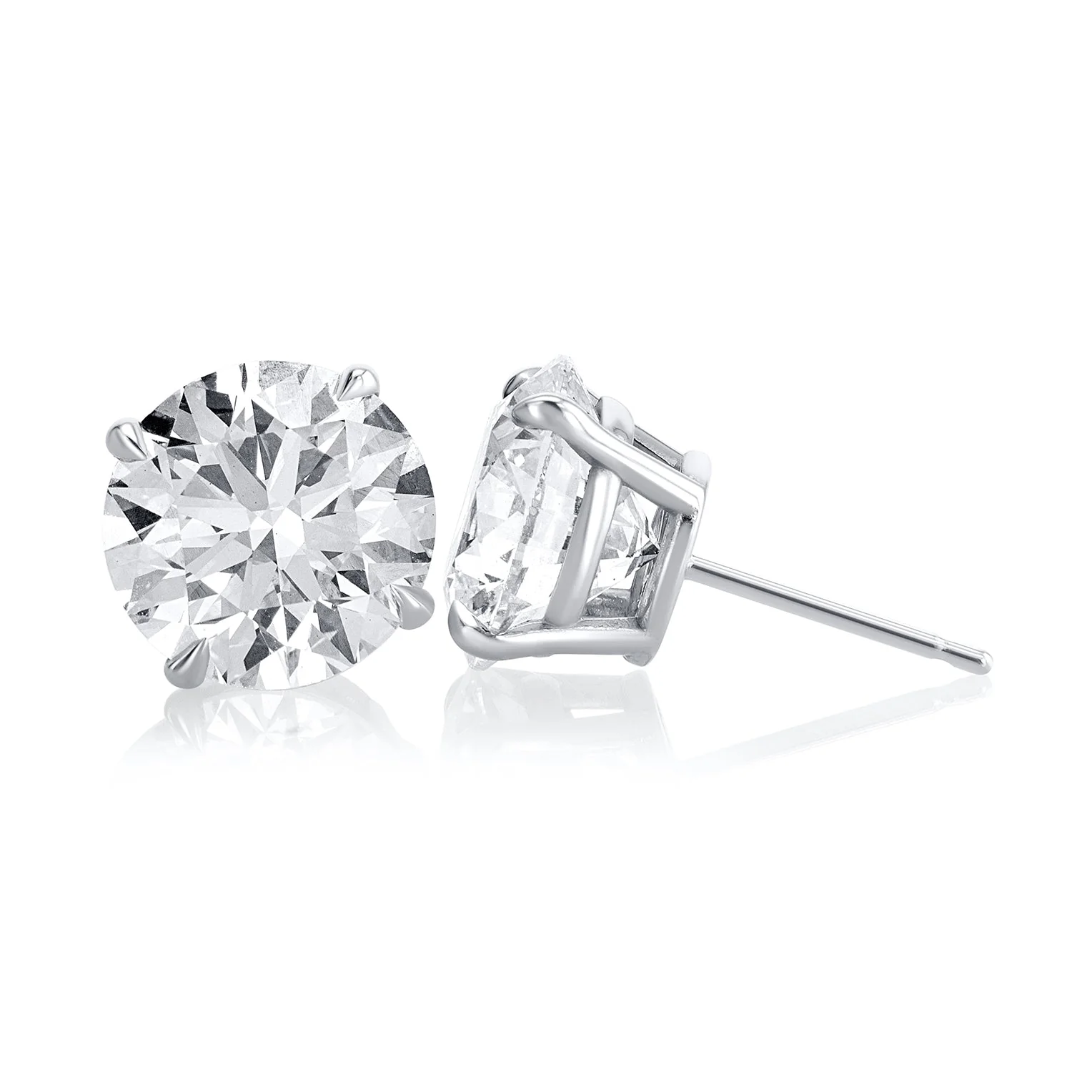 6.62 Carats Round Lab Grown Diamond Stud Earrings
