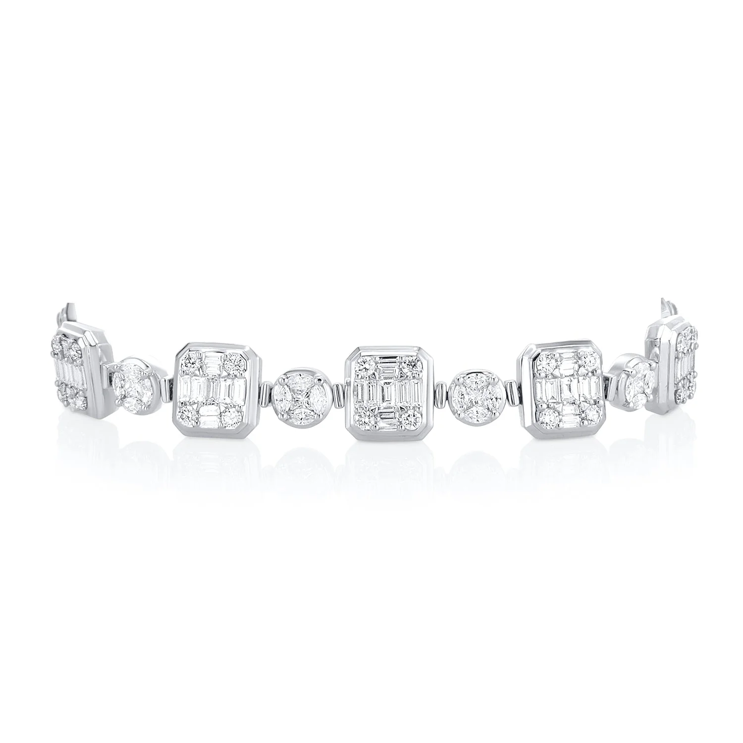 6.85 Carats Natural Diamond Cluster Bracelet