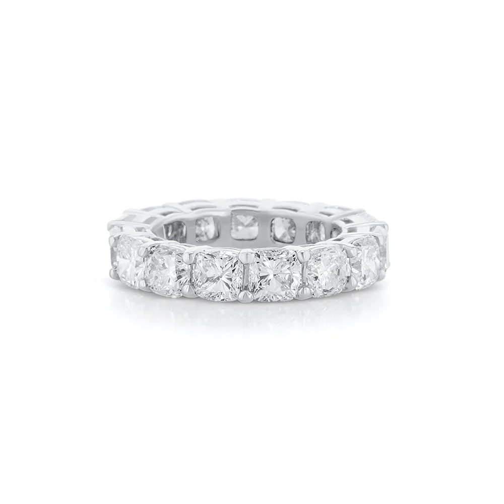 7.62 Cttw Cushion Cut Diamond Platinum Eternity Band