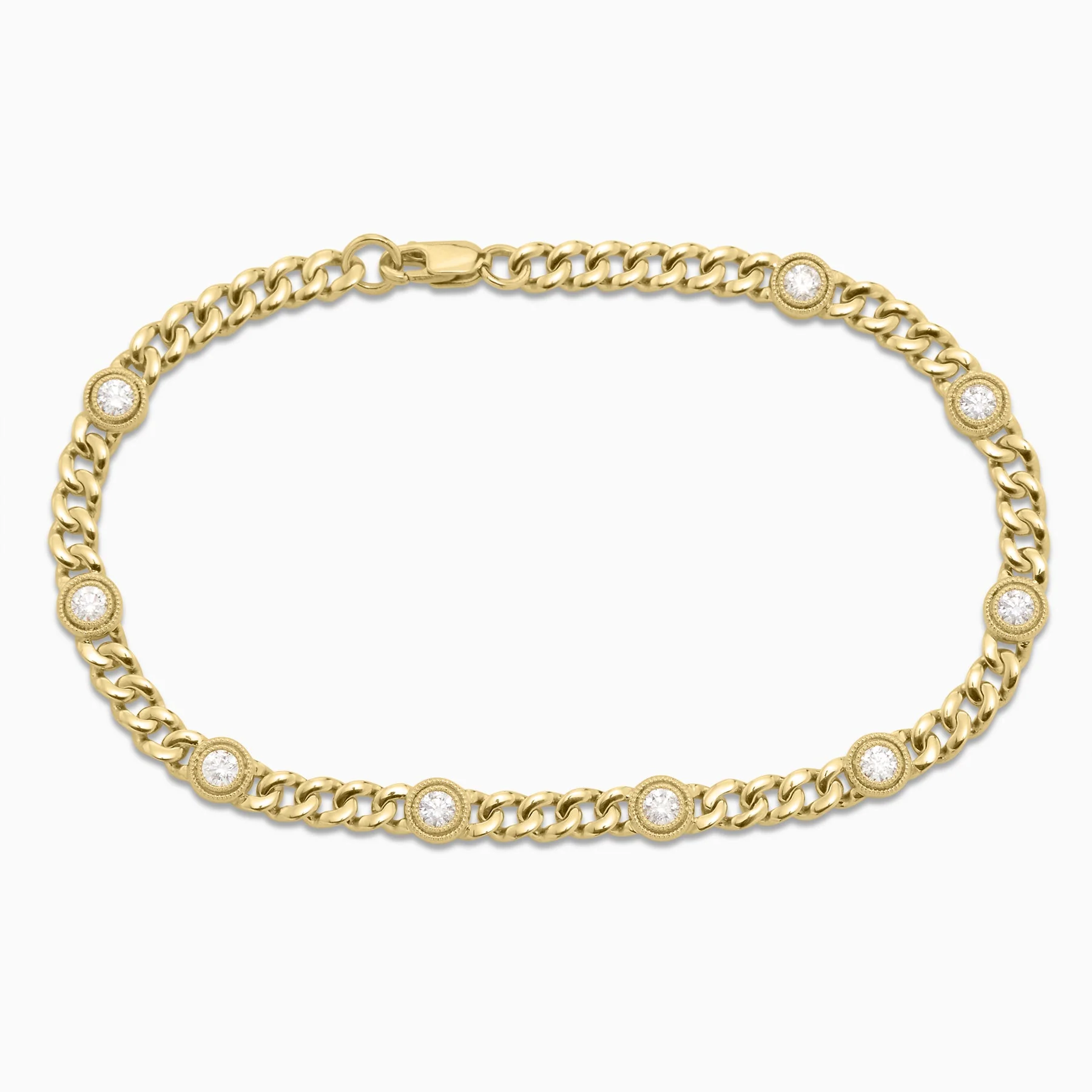 .75 Carats Natural Diamond Bezel Link Bracelet