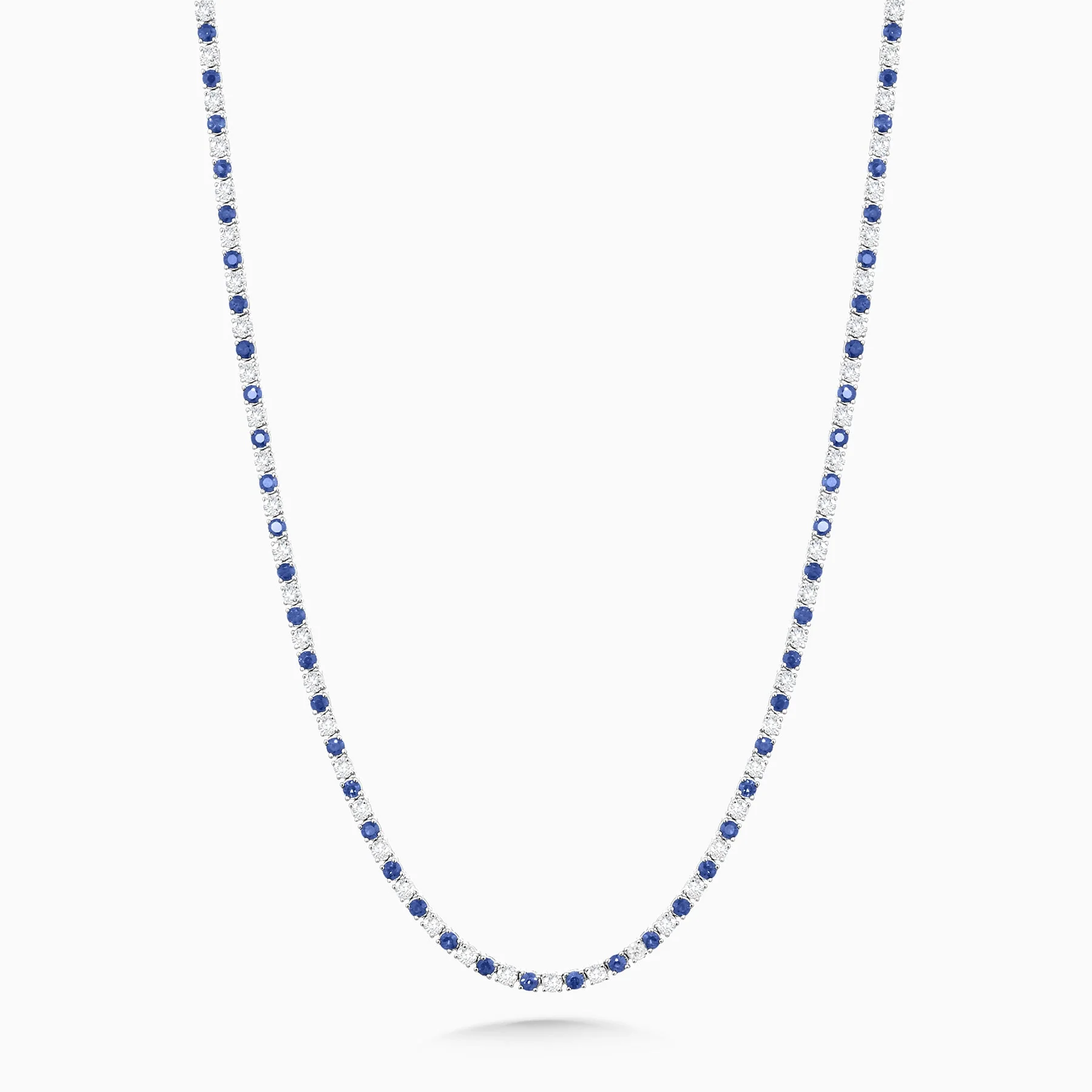 8.10 Carats Natural Diamond and Blue Sapphire Tennis Necklace