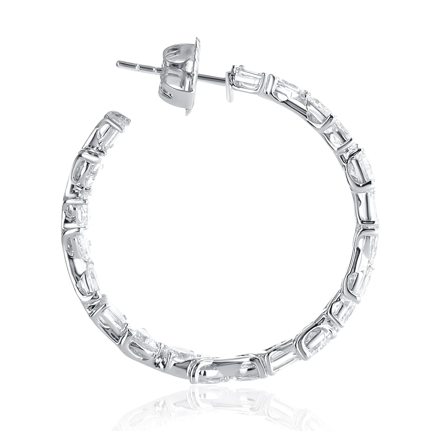 8.45 Carat Natural Diamond Fancy Mix Shape Hoop Earring 18K White Gold - Image 3