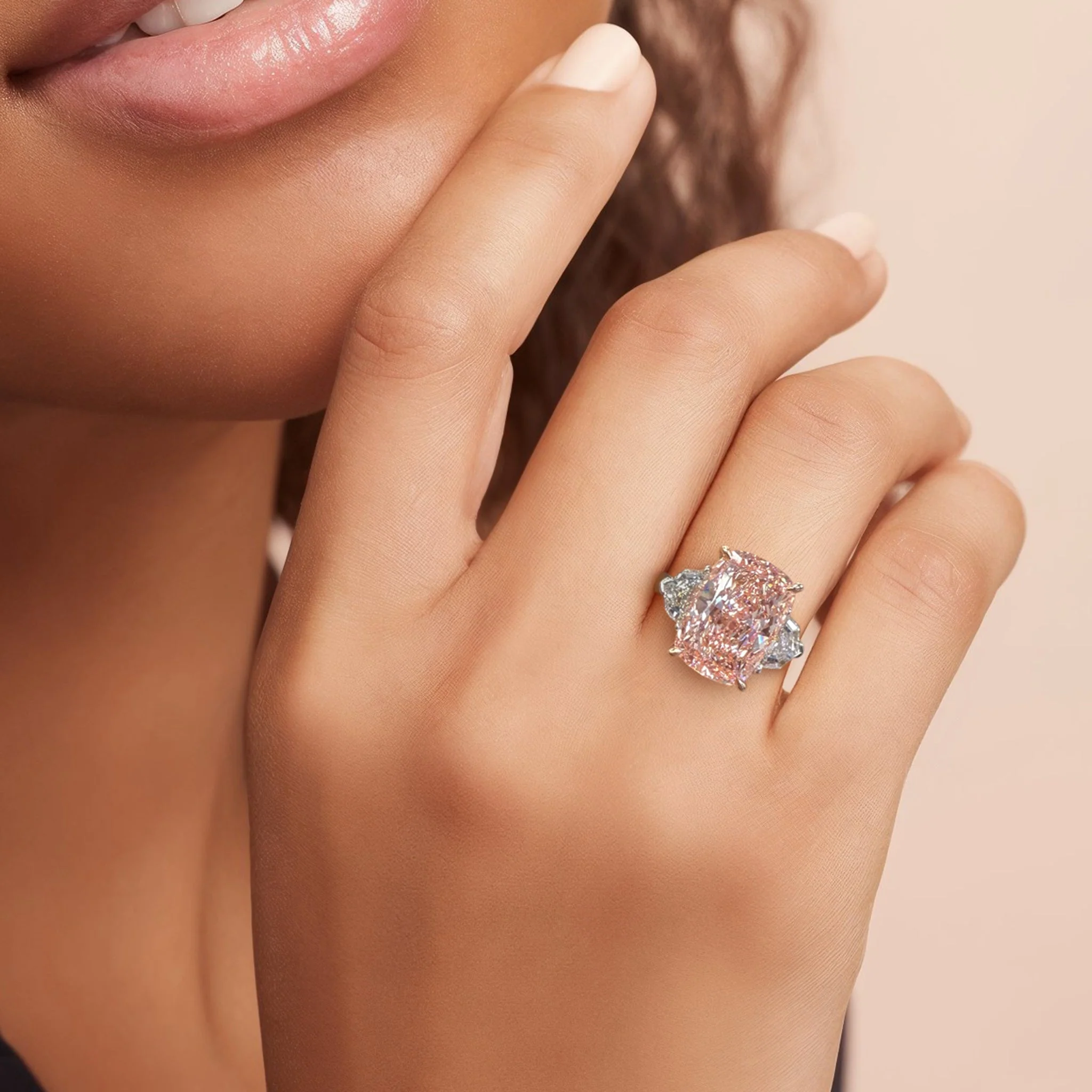 10.33 Carats Fancy Pink Lab Grown Diamond Engagement Ring - Image 2