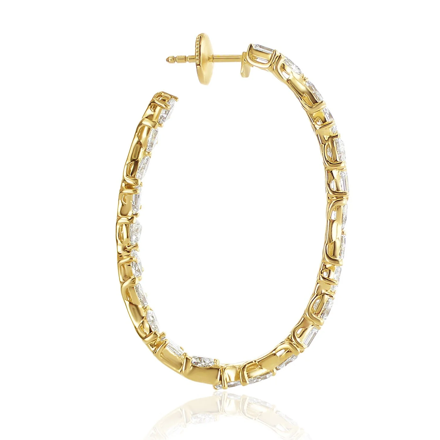 8.68 Carat Natural Diamond Mixed Shape Fancy Hoop Earring in 18K Yellow Gold - Image 2