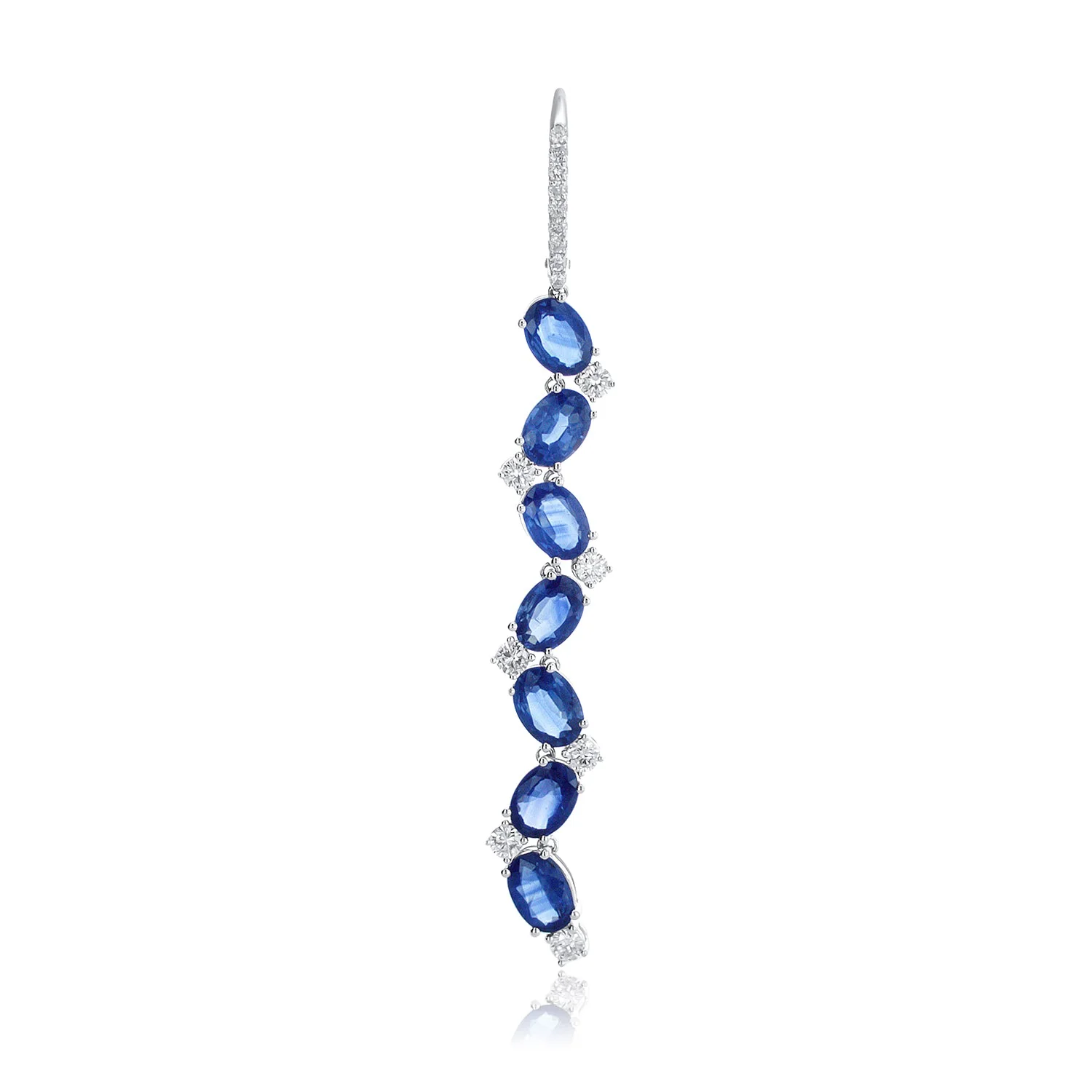 13.92 Carats Natural Diamond and Blue Sapphire Dangle Earrings - Image 3
