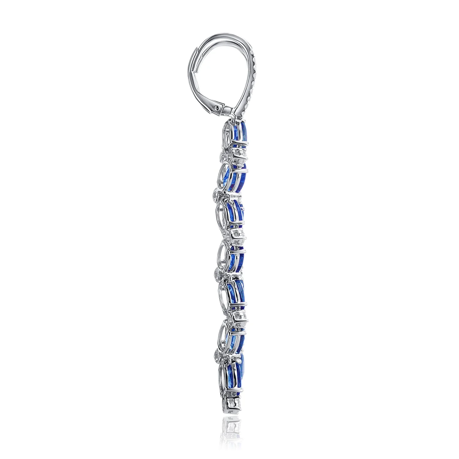 13.92 Carats Natural Diamond and Blue Sapphire Dangle Earrings - Image 4