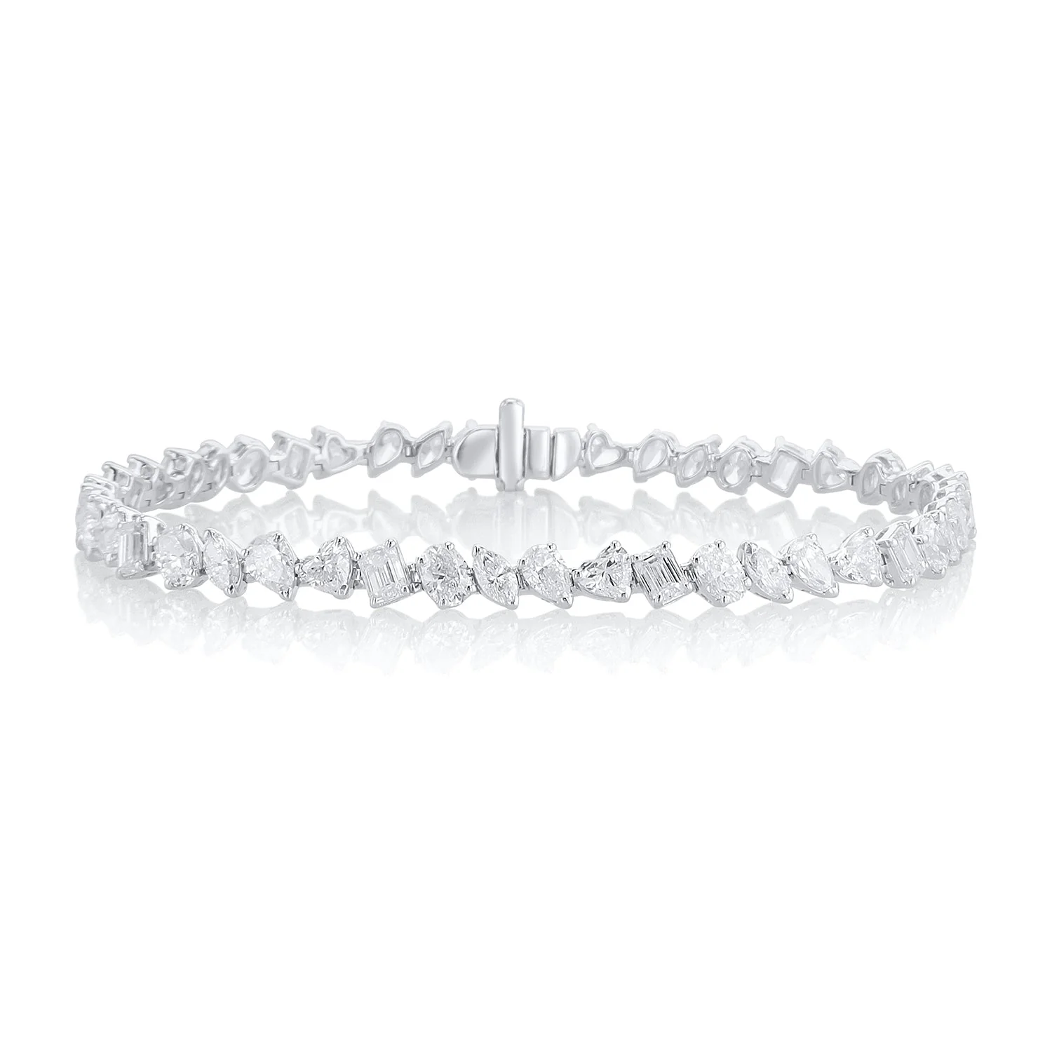 9.00 Carat Mixed Fancy Shape Diamond Line Bracelet