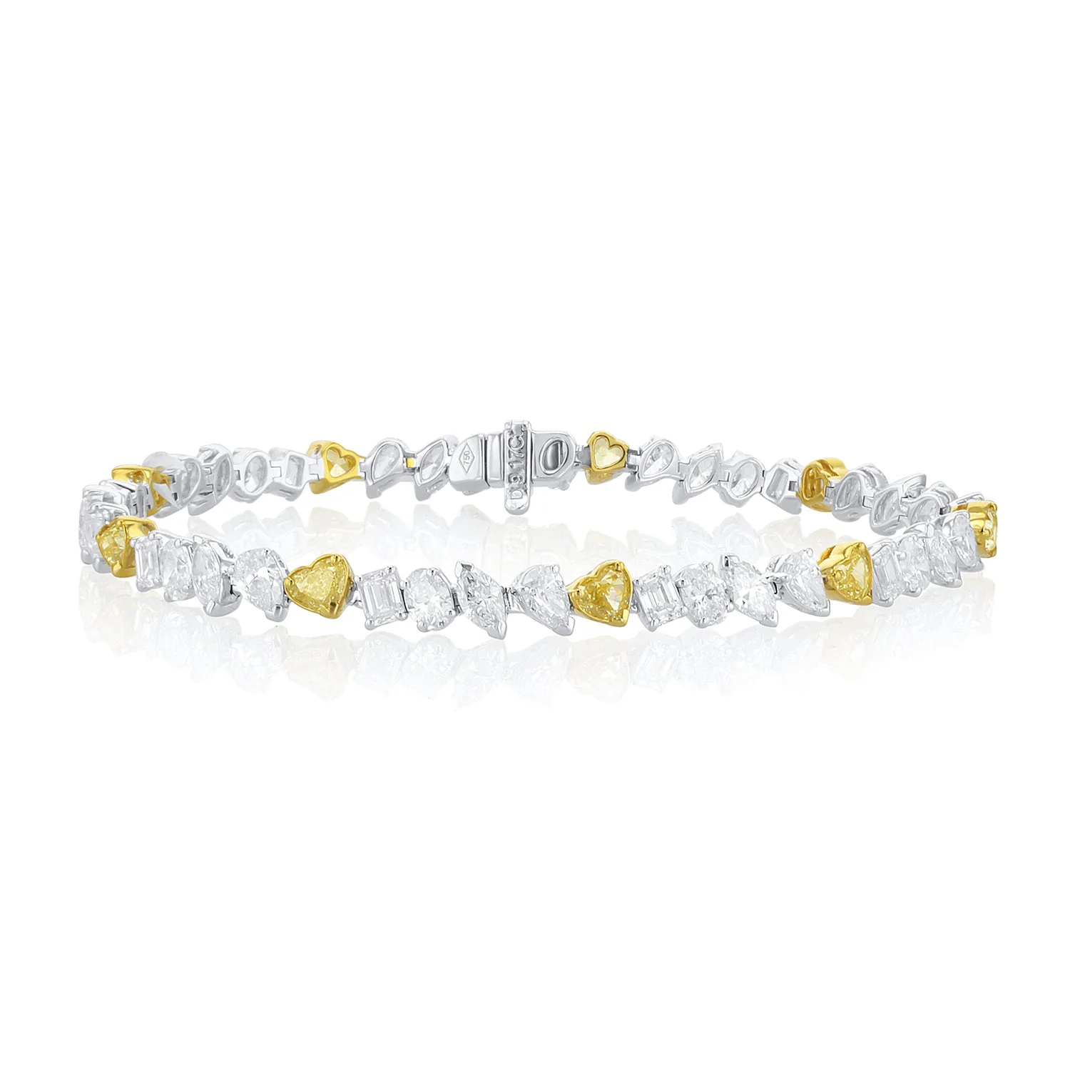 9.15 Carat Fancy Shape and Fancy Yellow Heart Diamond Bracelet