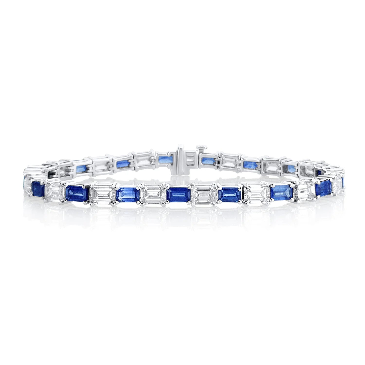 9.31 Carats Lab Grown Diamond & Natural Blue Sapphire Tennis Bracelet