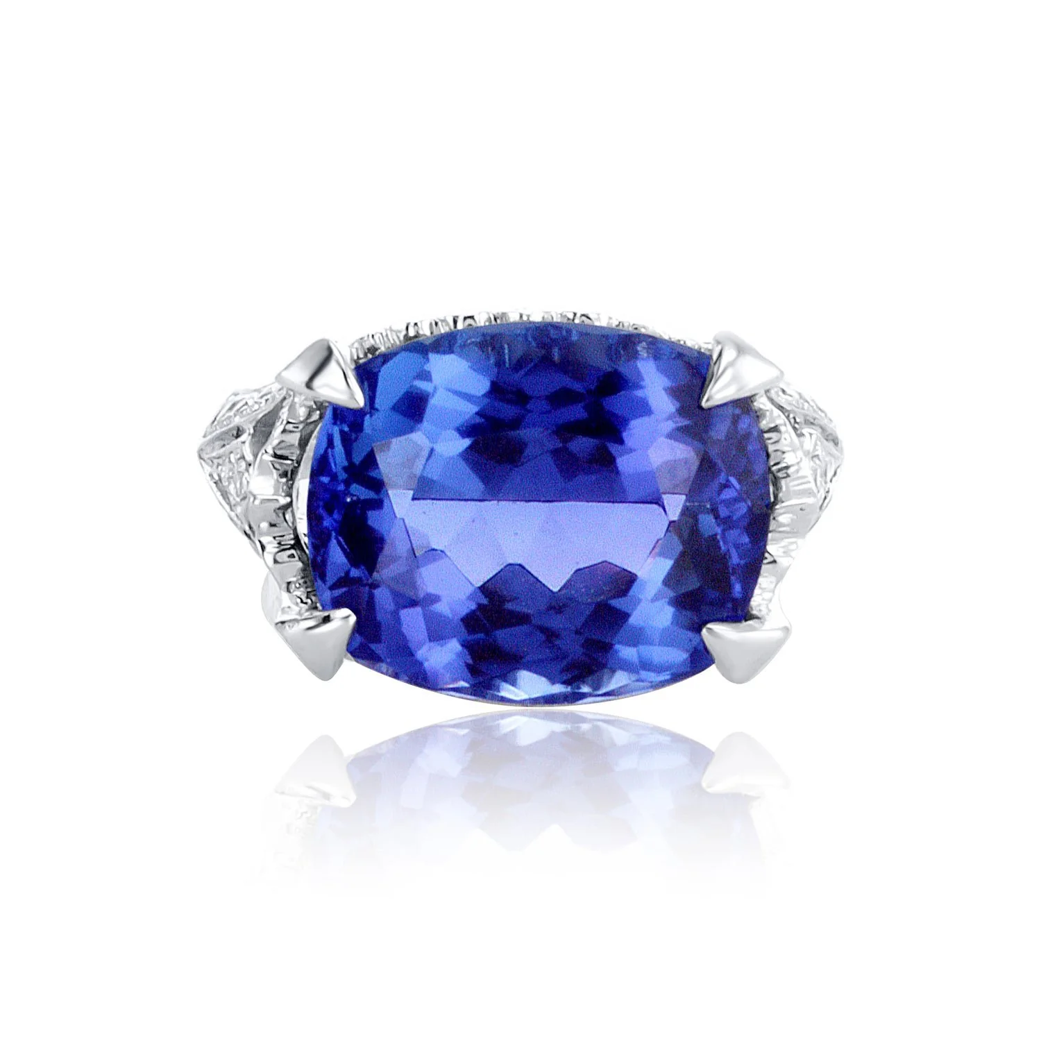 9.88 Carat Tanzanite Gemstone and Diamond Ring set in 18K White Gold