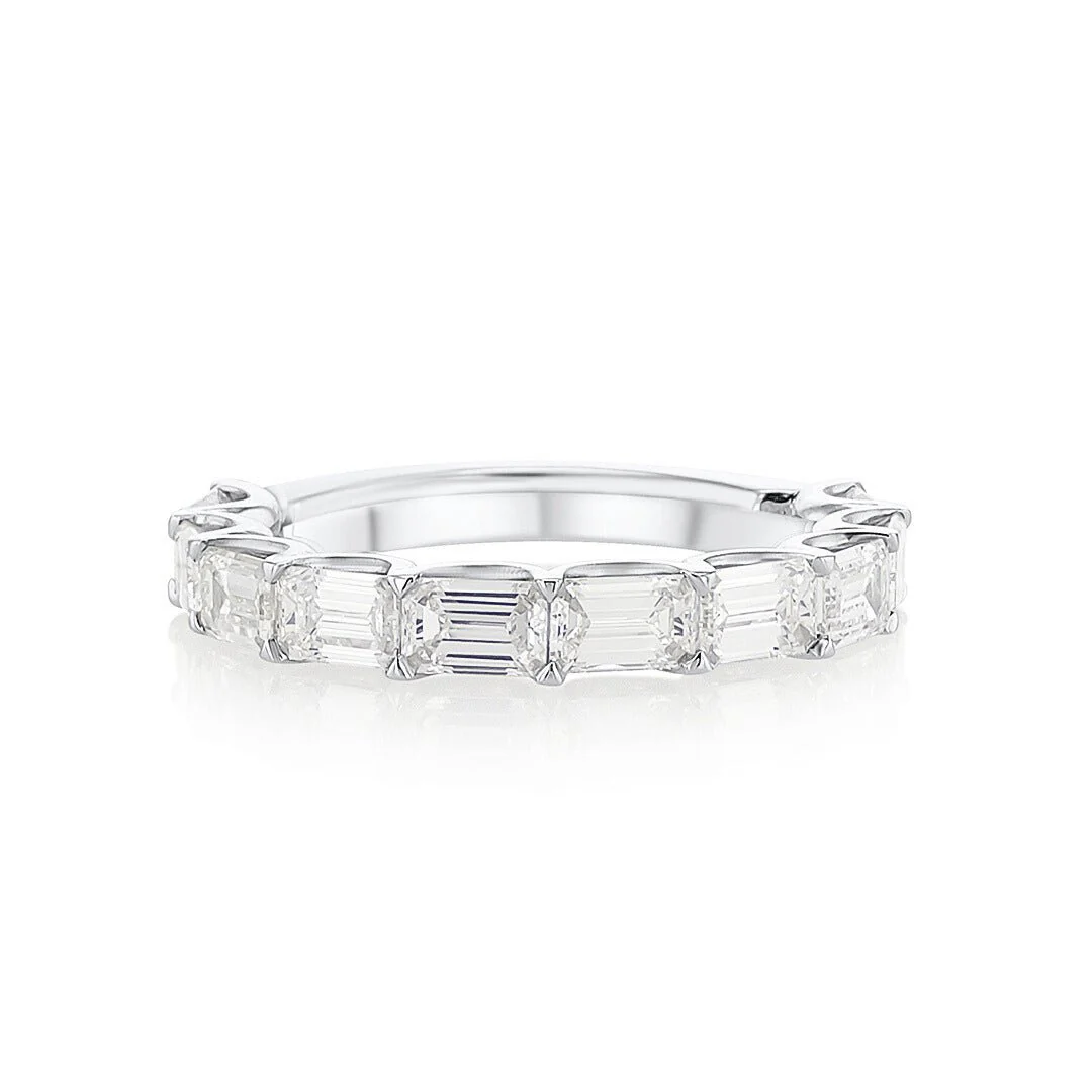 2.76 Carats Emerald Cut Natural Diamond East-West Band