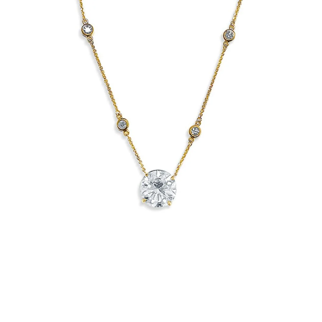 7.40 Carats Natural Diamond Solitaire Pendant With Diamonds by the Yard