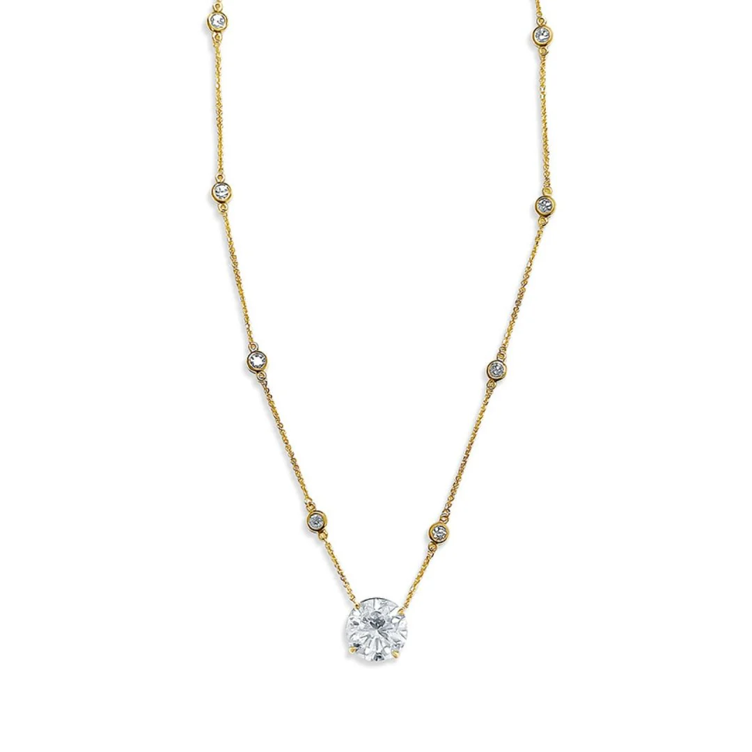 7.40 Carats Natural Diamond Solitaire Pendant With Diamonds by the Yard - Image 2