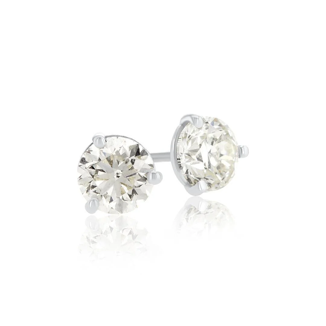 1.00 Carats Round Natural Diamond Stud Earrings