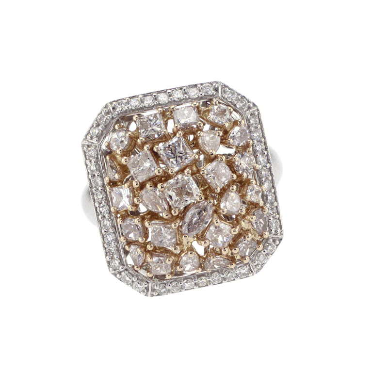 3.52 carats Natural Pink and White Diamond Halo Ring
