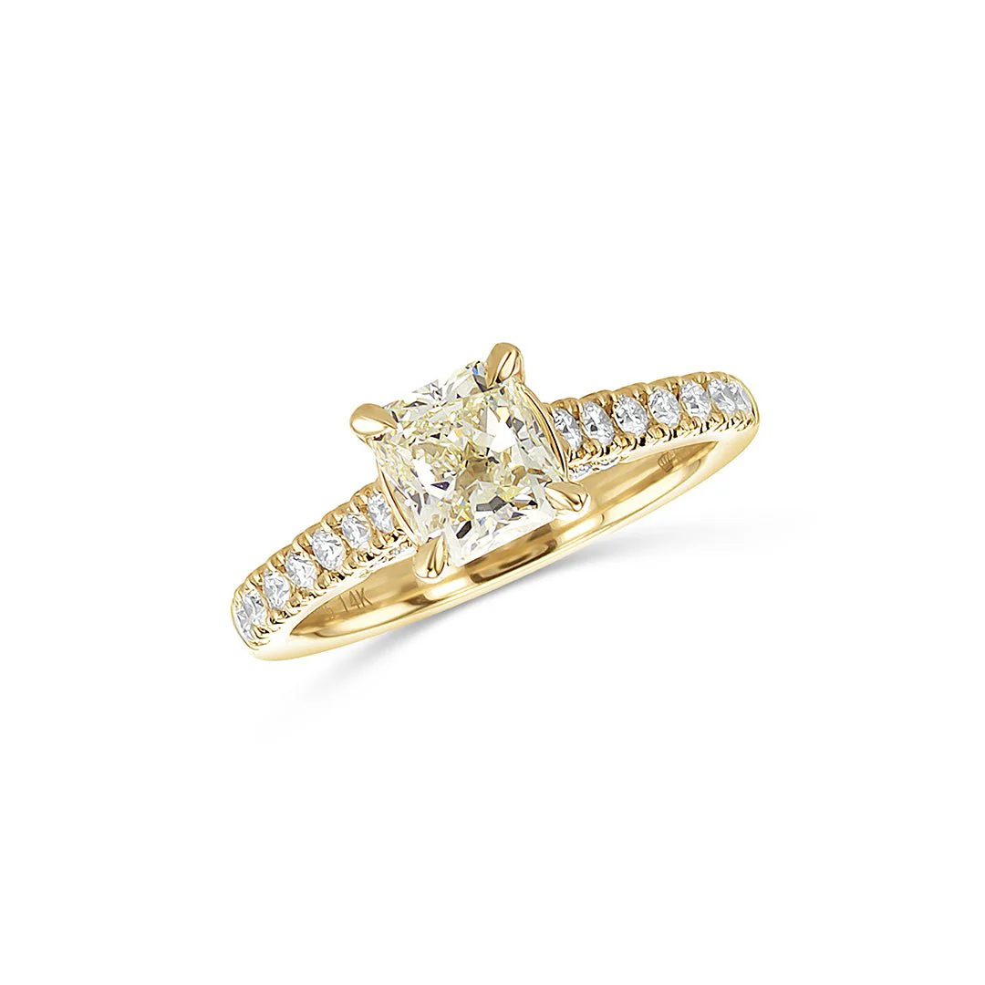 1.51 Carats Natural Diamond Radiant Engagement Ring