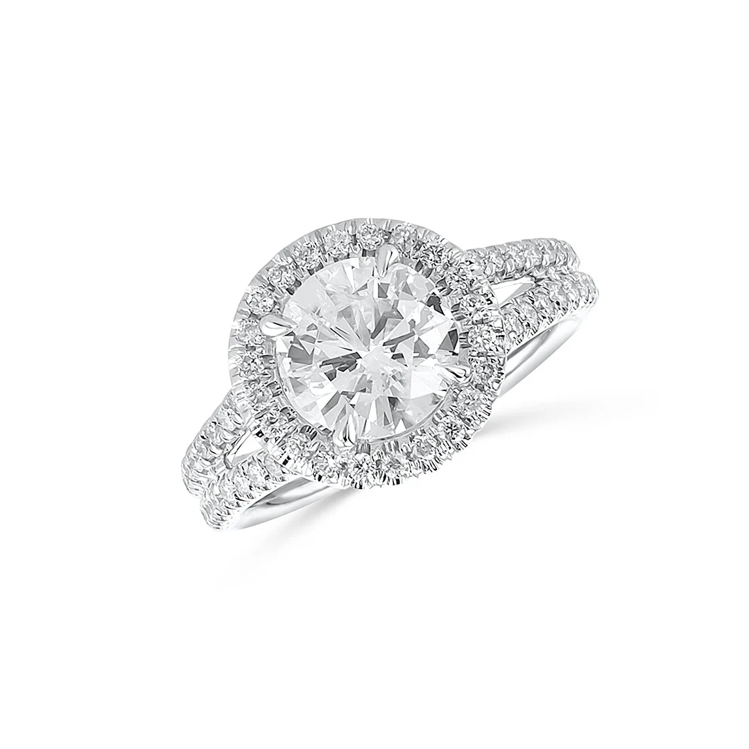 2.04 Carats Natural Diamond Round Halo Engagement Ring