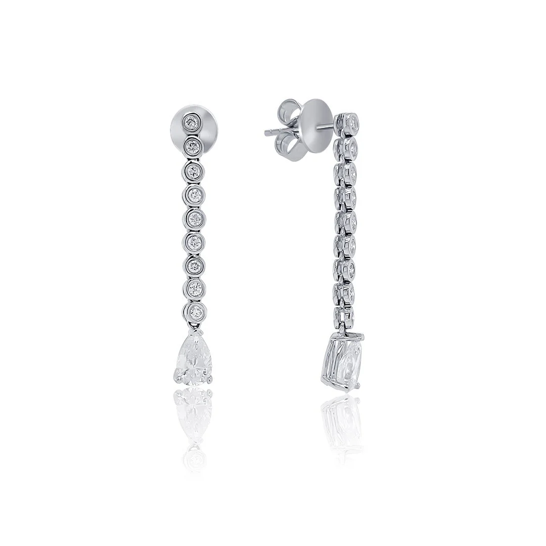 1.44 Carats Natural Diamond Bezel Dangle Earrings