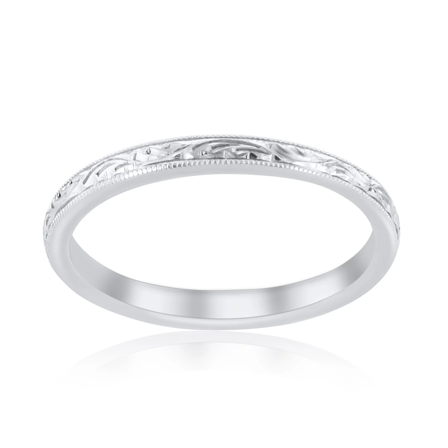 Milgrain Scroll Band in Platinum - Image 2