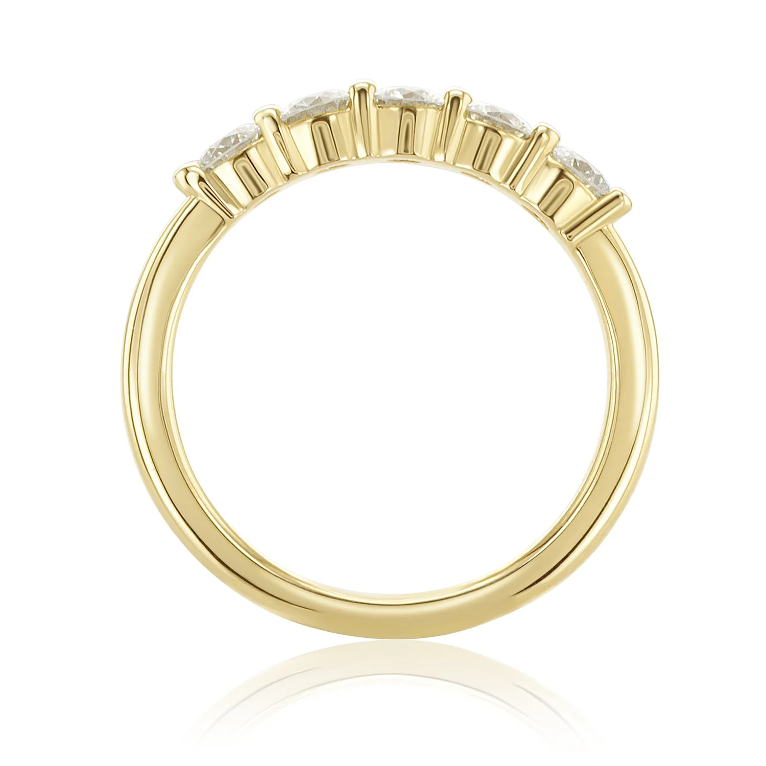 0.73 Carat Round 5 Stone Band Natural Diamond 14K Yellow Gold - Image 2