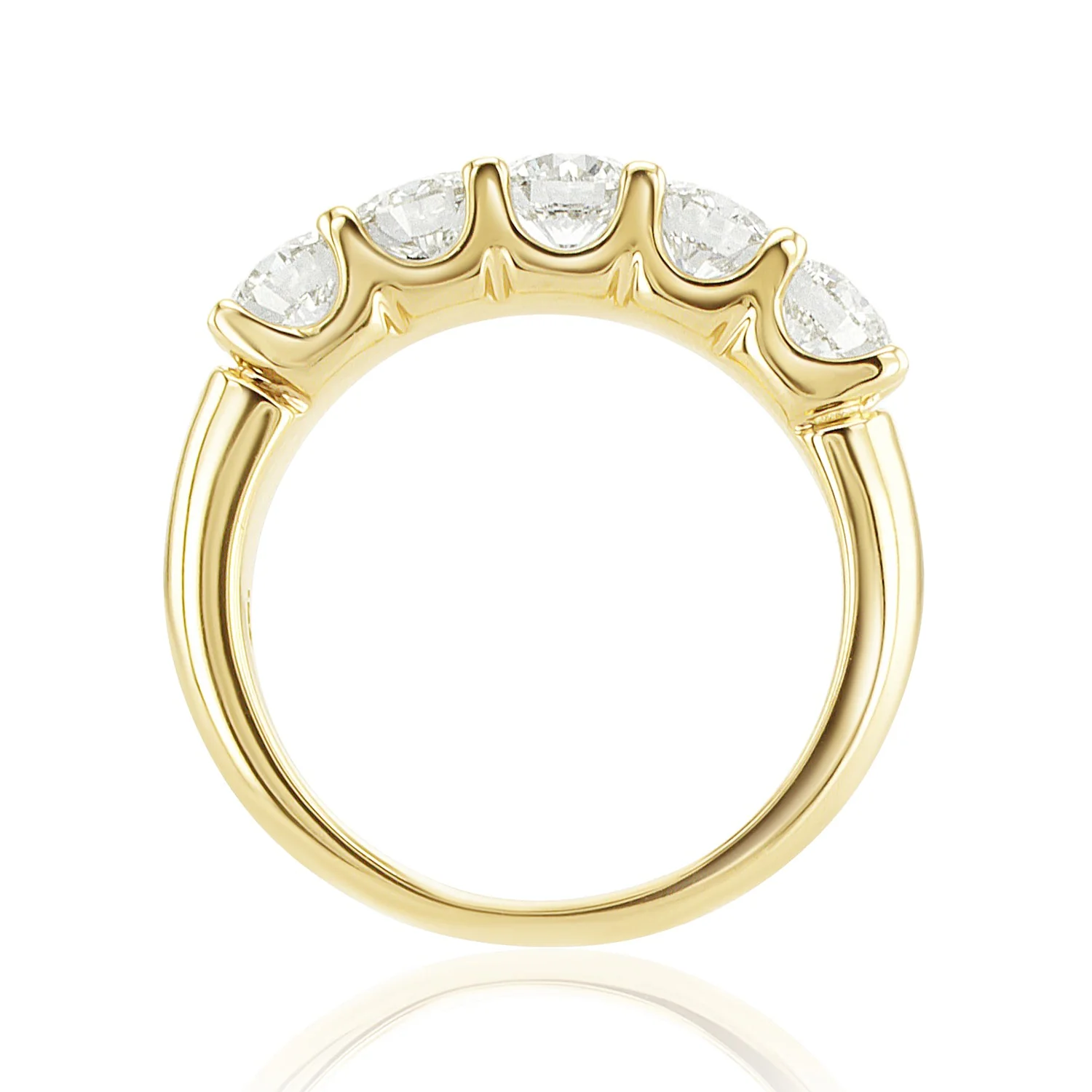 1.61 Carat Natural Diamond 5 Stone Band in 14K Yellow Gold - Image 3